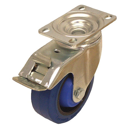 Plate Caster, Swivel, Rubber, 5 1/8"H
