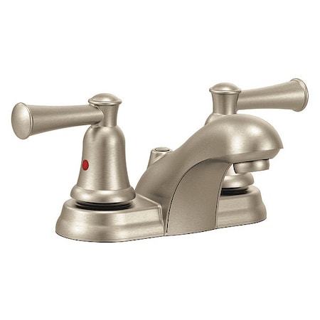 Manual Low Arc Bathroom Faucet, 4" Mount, Brushed Nickel