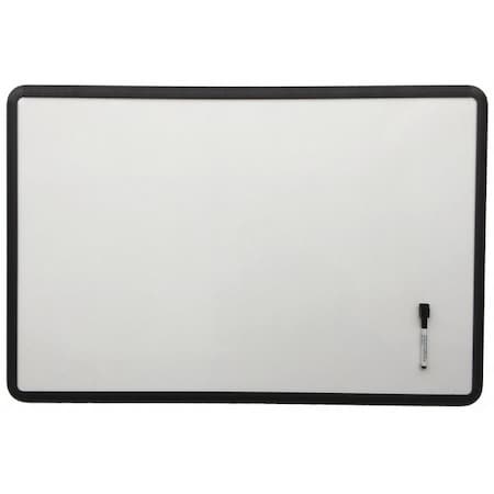 Dry Erase Board, Steel, 36 in, 48 in, Aluminum Frame, White, Gloss