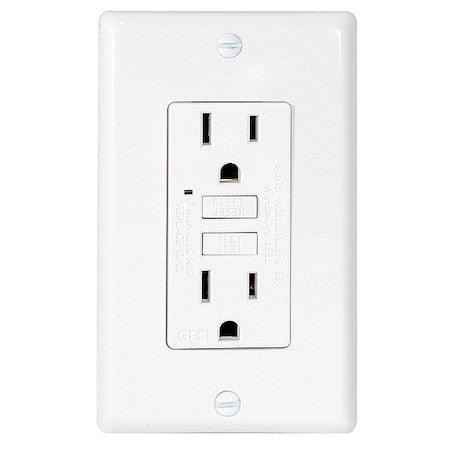 GFCI Receptacle, 15 A, 125V AC, White
