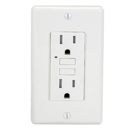 GFCI Receptacle, 15 A, 125V AC, White