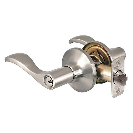 Lever Lockset, Satin Nickel, Wave Style