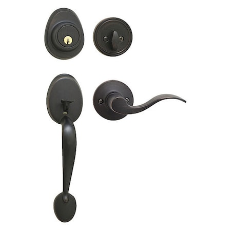 Lever Lockset, Aged Bronze, Wave Style