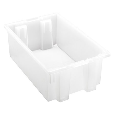 Stack & Nest Storage Container, 3.7 gal, 18 in L x 11 in W x 6 in H, Clear, Polypropylene