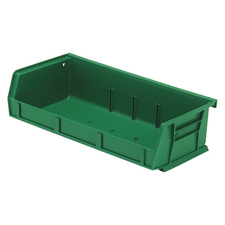 Hang & Stack Storage Bin, polypropylene, Green, 3 in H, 11 in W, 5 3/8 in L