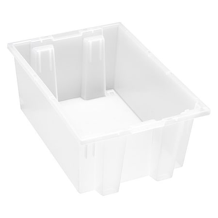 Stack & Nest Storage Container, 6 gal, 19-1/2 in L x 13-1/2 in W x 8 in H, Clear, Polypropylene