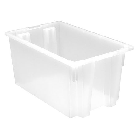 Stack & Nest Storage Container, 12.7 gal, 23-1/2 in L x 19-1/2 in W x 12 in H, Clear, Polypropylene