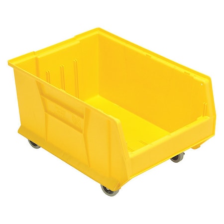 Mobile Storage Bin, polypropylene, Yellow, 11 in H, 16 1/2 in W, 23 7/8 in L