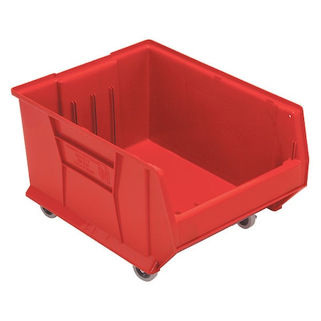 Mobile Storage Bin, polypropylene, Red, 12 in H, 18 1/4 in W, 23 7/8 in L