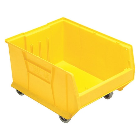 Mobile Storage Bin, Polypropylene, Yellow, 12 in H, 18 1/4 in W, 23 7/8 in L