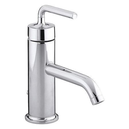 Manual Straight Spout Bathroom Faucet, Single Hole Mount, Polished Chrome