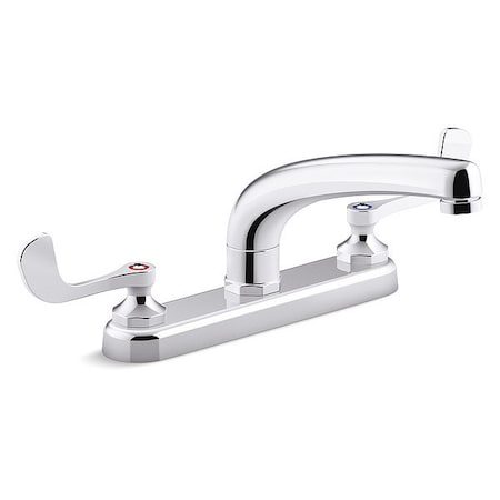 Manual, 8" Mount, Straight Kitchen Faucet