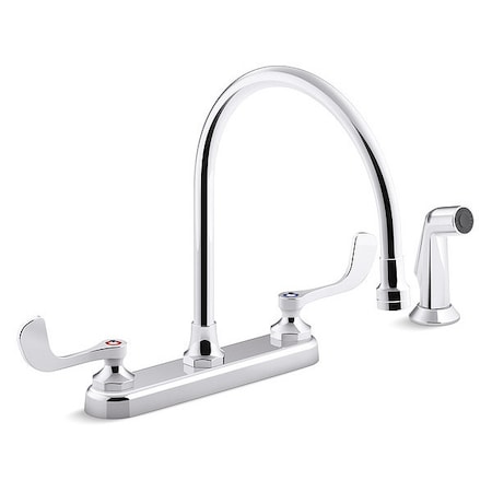 Manual, 8" Mount, Gooseneck Kitchen Faucet
