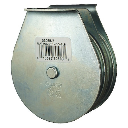 Pulley Block, Wire Rope, 1/4 in Max Cable Size, 800 lb Max Load, Zinc Plated