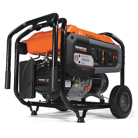 Portable Generator, Gasoline, 6,500 W Rated, 8,125 W Surge, Recoil Start, 120/240V AC, 54.2/27.1 A
