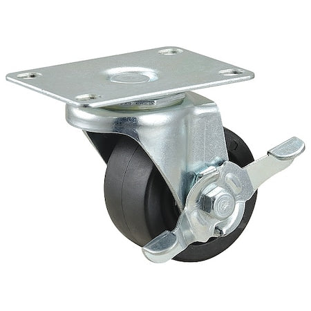 Plate Caster, Swivel, Polyolefin, 3 3/8"H