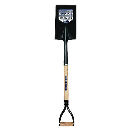 Garden Spade Shovel, 16 ga #2 Blade, Steel Blade, Rear Rolled Step, 30 in L Natural Wood Handle