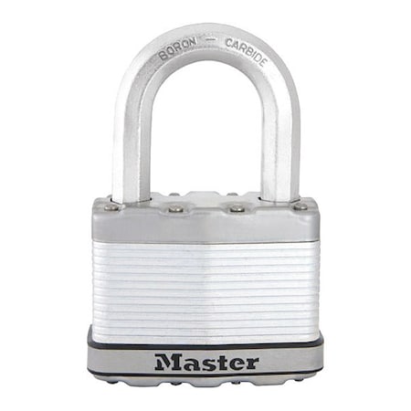 Padlock, Keyed Different, Long Shackle, Rectangular Steel Body, Boron Shackle, 1 3/16 in W