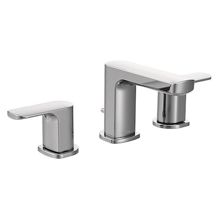 Manual Straight Spout Bathroom Faucet, 8" Mount, Chrome 3 Hole