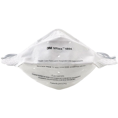 Particulate Respirator & Surgical Mask, N95, VFlex, Level 1, Flat-Fold, Metal Nose Clip, M, PK50