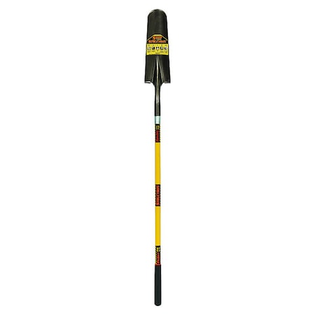 Drain Spade Shovel, 14 ga Not Applicable Blade, Steel Blade, Forward Turn Step, 48 in L Yellow