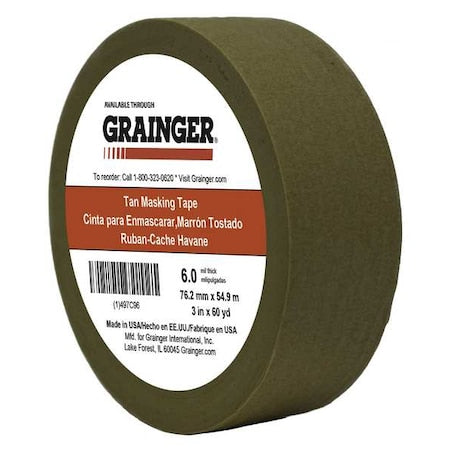 Packaging Tape, 3 in W x 60 yd L, 5.7 mil Thick, Tan, Rubber Adhesive