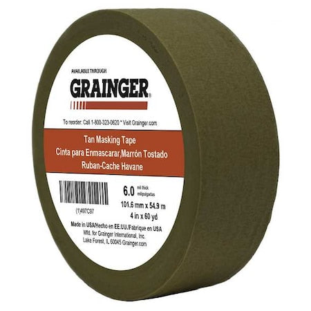 Packaging Tape, 4 in W x 60 yd L, 5.7 mil Thick, Tan, Rubber Adhesive