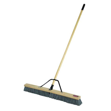 36 in Sweep Face Push Broom, Stiff, Synthetic, Gray