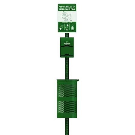 Pet Waste Station, Grn, 10 gal, Steel