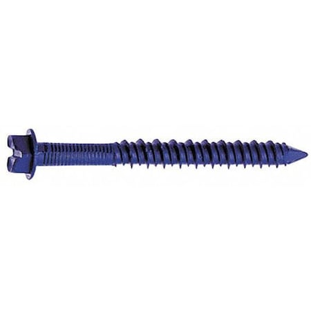 Tapcon Masonry Screw, 1/4" Dia., Hex, 4 in L, Steel Blue Climaseal, 100 PK