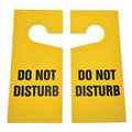 Door Knob Hanger Tag, Door Instruction, Plastic, 9 in H x 4 in W, Yellow, Rectangle, 10 PK