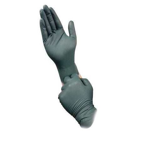 Microflex Dura Flock Disposable Gloves, 11.4 mil Palm, Nitrile, Powder-Free, L (9), 50 PK, Green
