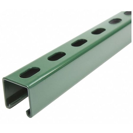 Single Channel Strut, Slotted, Steel, Painted, 9/16 in x 1-1/8 in Hole Size, Green