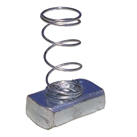 Superstrut Channel Spring Nut, 1/2 In, Silver, PK25