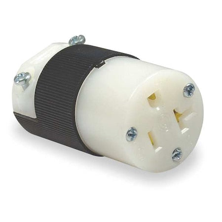 Straight Blade Connector, 5-20R, 20 A, 125V AC, 2 Pole, 3 Wire, Screw Terminals, Black, White