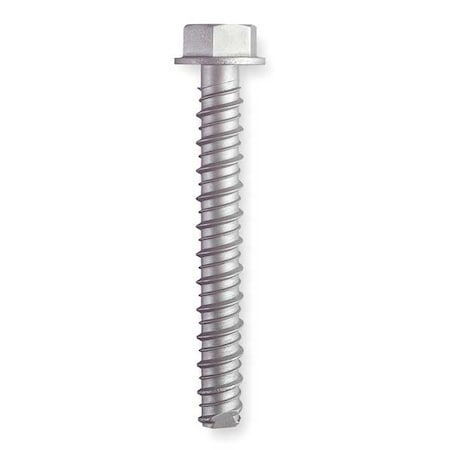 Large Diameter Tapcon Concrete Screw, 1/2" Dia., Hex, 3 in L, Steel Zinc Plated, 25 PK