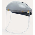 Ratchet Face Shield Assembly, Clear Visor, 8" Height, Ratchet Suspension, Uncoated Lens, Grey