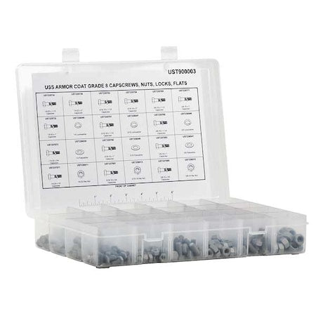 1/4"-20; 3/8"-16; 5/16"-18 Hex Head Cap Screw Assortment, Advanced Corrosion Resistance Finish