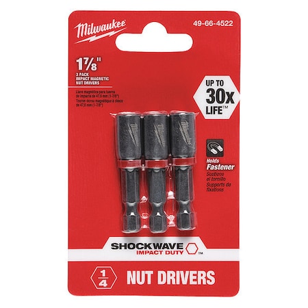 SHOCKWAVE 1-7/8" MAG NUTDRIVER 1/4", PK3