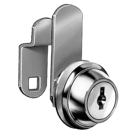 Disc Tumbler Keyed Cam Lock, Bright Brass, 1/8 in For Door Thickness, 2 Number of Keys