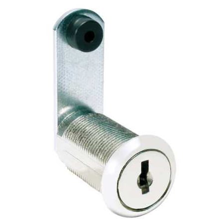 Disc Tumbler Keyed Cam Lock, Bright Nickel, 15/64 in For Door Thickness, 2 Number of Keys