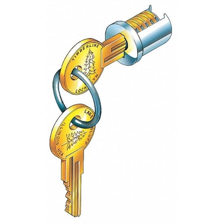 Cabinet and Drawer Lock Cylinder, Bright Nickel, 2 Number of Keys, Alike Key Type