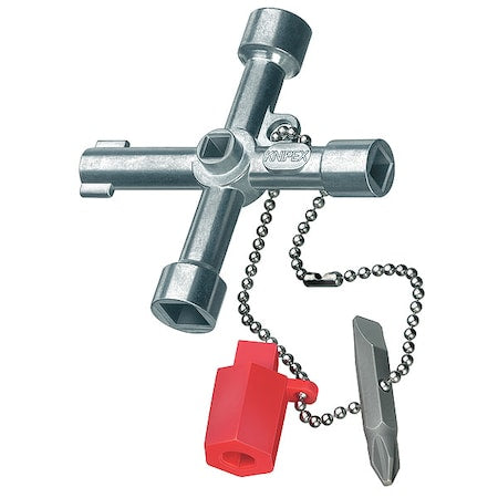 Control Cabinet Shutoff Key, Size 3 in, Handle Shape T, Zinc