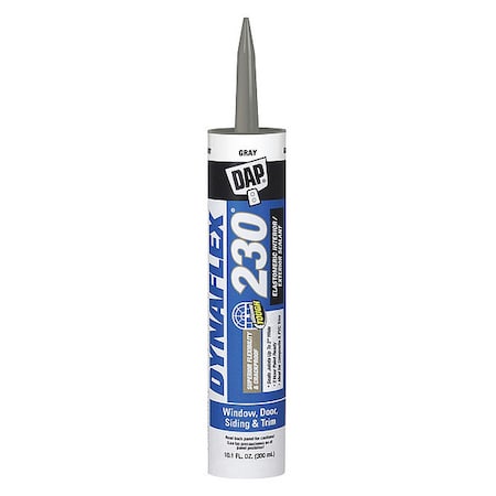 Acrylic Latex Elastomeric Sealant, 10 oz, Cartridge, Gray, Elastomeric Latex Base, Dynaflex 230