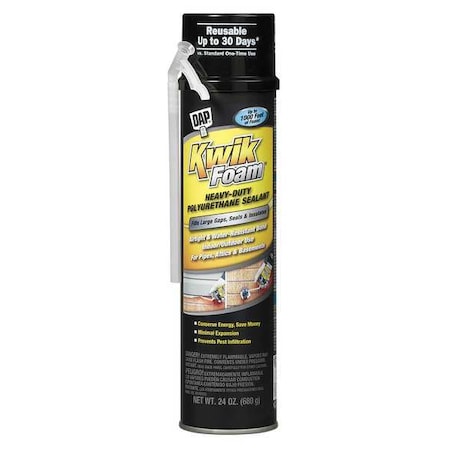 Spray Foam Sealant, Straw Application Method 20 oz, Aerosol Can, Tan, 2-3:1 Expansion Ratio