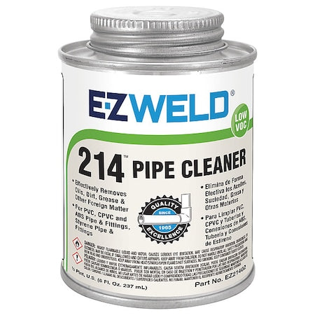Cleaner, 8 Oz, Clear, PVC, CPVC, ABS