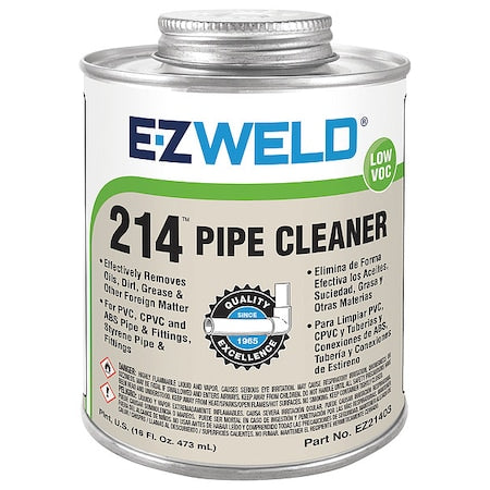 Cleaner, 16 Oz, Clear, PVC, CPVC, ABS