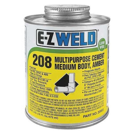 Cement, 16 Oz, Amber, PVC, CPVC, ABS