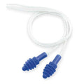 AirSoft Disposable Corded Ear Plugs, Flanged Shape, NRR 27 dB, Blue, 100PK