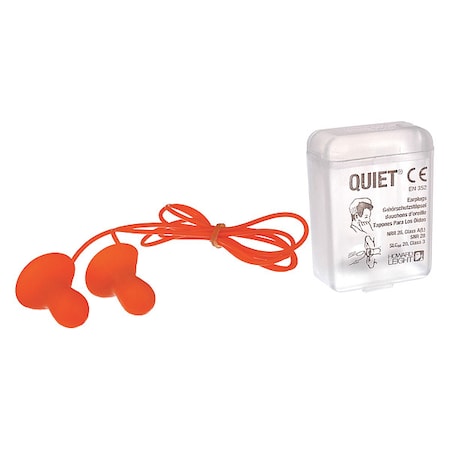 Quiet(R) Reusable Vinyl Ear Plugs, Bell Shape, 26 dB, Orange, 50 PK